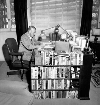 British author James Hilton at his apartment off of Sunset Boule 1940s Photo 4