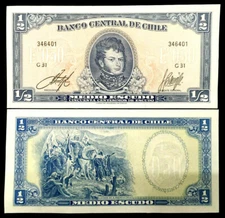 Chile Half Escudo 1962-75 Banknote World Paper Money UNC Currency Bill Note