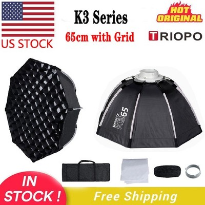 US TRIOPO K3-65 65cm Quick-Setup Octagon Softbox with Grid For Bowens Light