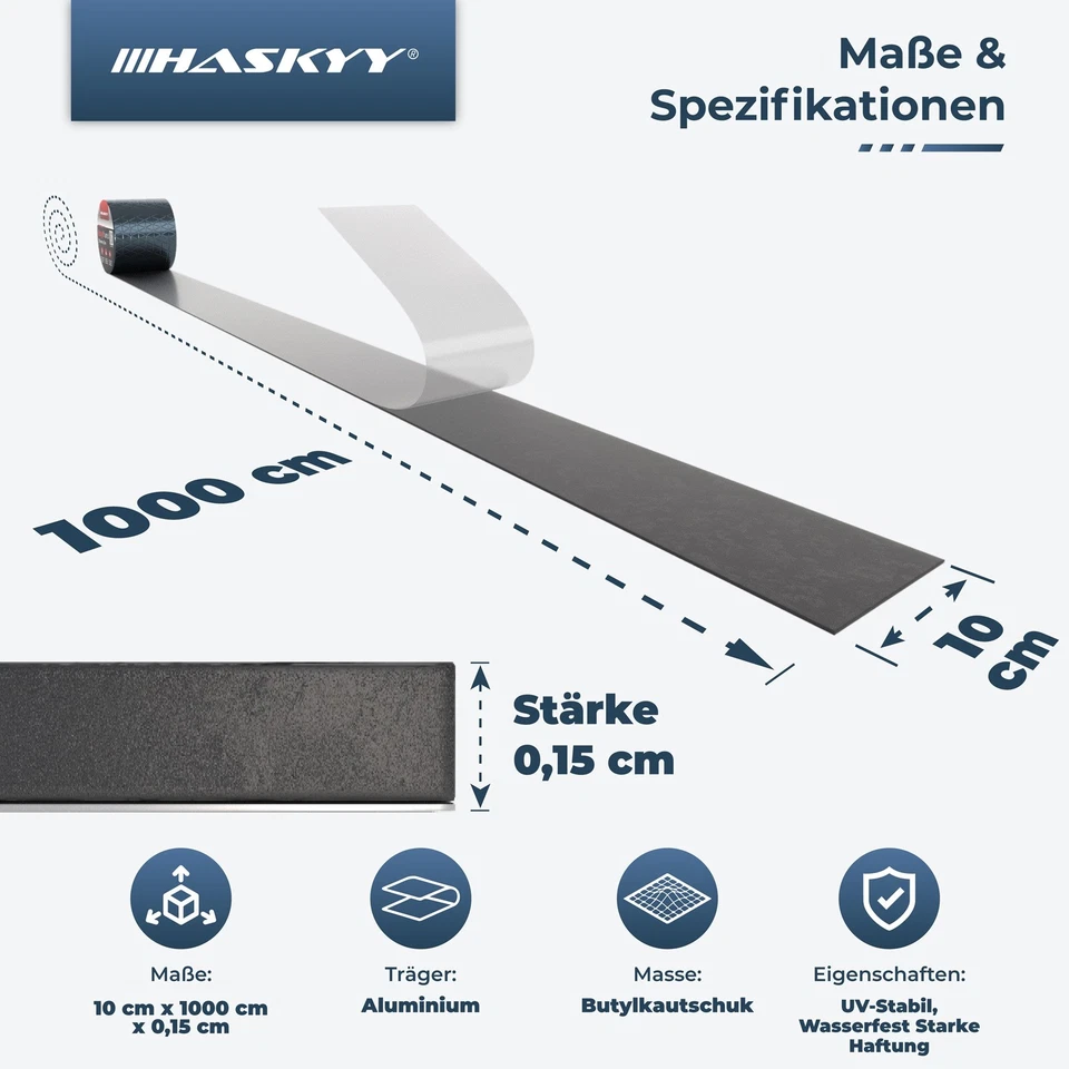 Bitumenband Butyltape Klebeband Reparaturband 10 cm*10 m Wasserdichtes Butylband - Bild 2 von 4