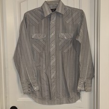 Wrangler Cowboy Cut Pearl Snap Button Shirt Men's 15 1/2 x 35 USA XL Tails