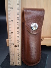 Vintage Genuine Leather 5 inch Lockback Knife Sheath - Brown