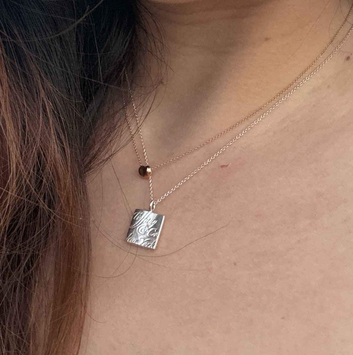 Tiffany & Co. Silver Fifth Ave Flagship Wavy Square Pendant Charm