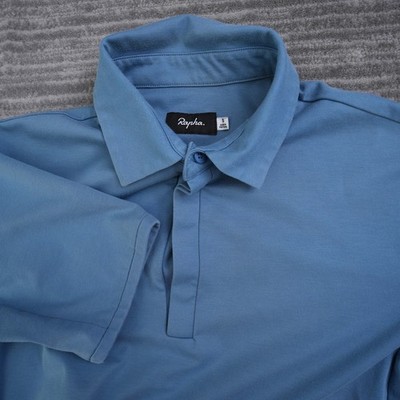 Rapha Mens Quick Drying Pique Polo Shirt Blue Short Sleeve Small Cycling