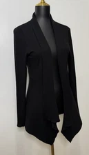 89th & Madison Women’s Sweater Cardigan Black   Sz S  Cascade Open Front