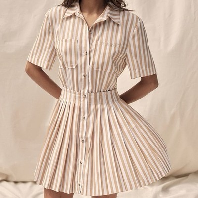 open lace back dress Pleated Janice Midi Shirt Dress Black Gold Floral