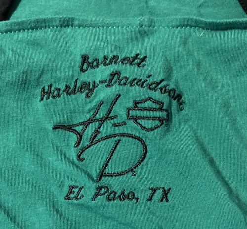 Harley Davidson 2XL Strappy Criss Cross Tank Top Black Green Skull - Picture 3 of 6