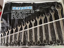Superior 14 pc. combination box and open end wrench set size: 1/4" to 1 1/4"