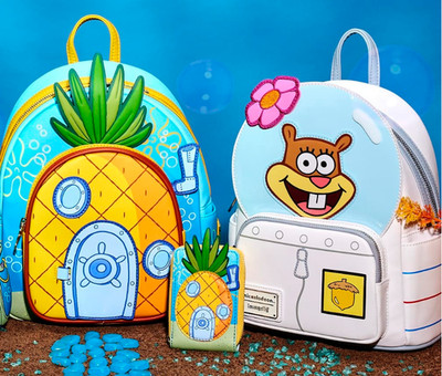 Loungefly SpongeBob Pineapple House AND Sandy Cheeks Mini Backpack 2 Bag Set NWT