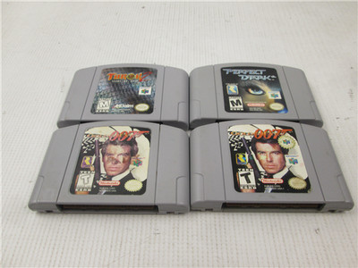 Nintendo 64 Game Cartridges GoldenEye Perfect Dark Turok Mixed Games Lot of 4