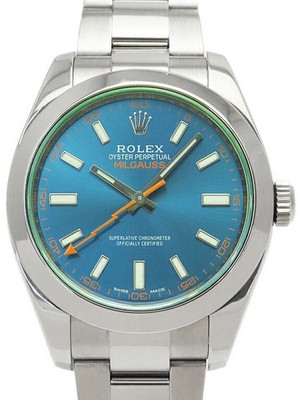 ROLEX Milgauss Green Glass Z Blue 116400GV Blau Herrenuhr gebraucht #3364