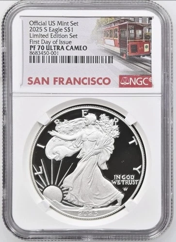 2025 S Proof $1 American Silver Eagle NGC PF70 UC, LIMITED Edition First Day FDI