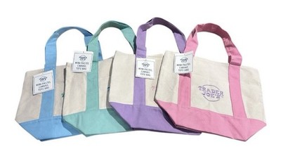 TRADER JOE'S Mini Tote Set 4 Canvas Bags Pastel Spring Colors 2025 New with Tags