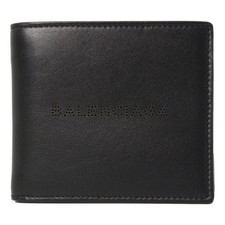New Balenciaga Cash Black Calfskin Leather Perforated Bifold Wallet