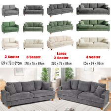 3/4 Seater Corduroy Sofa Jumbo Cord with 2 Pillows Modern Couch Love Seat Home