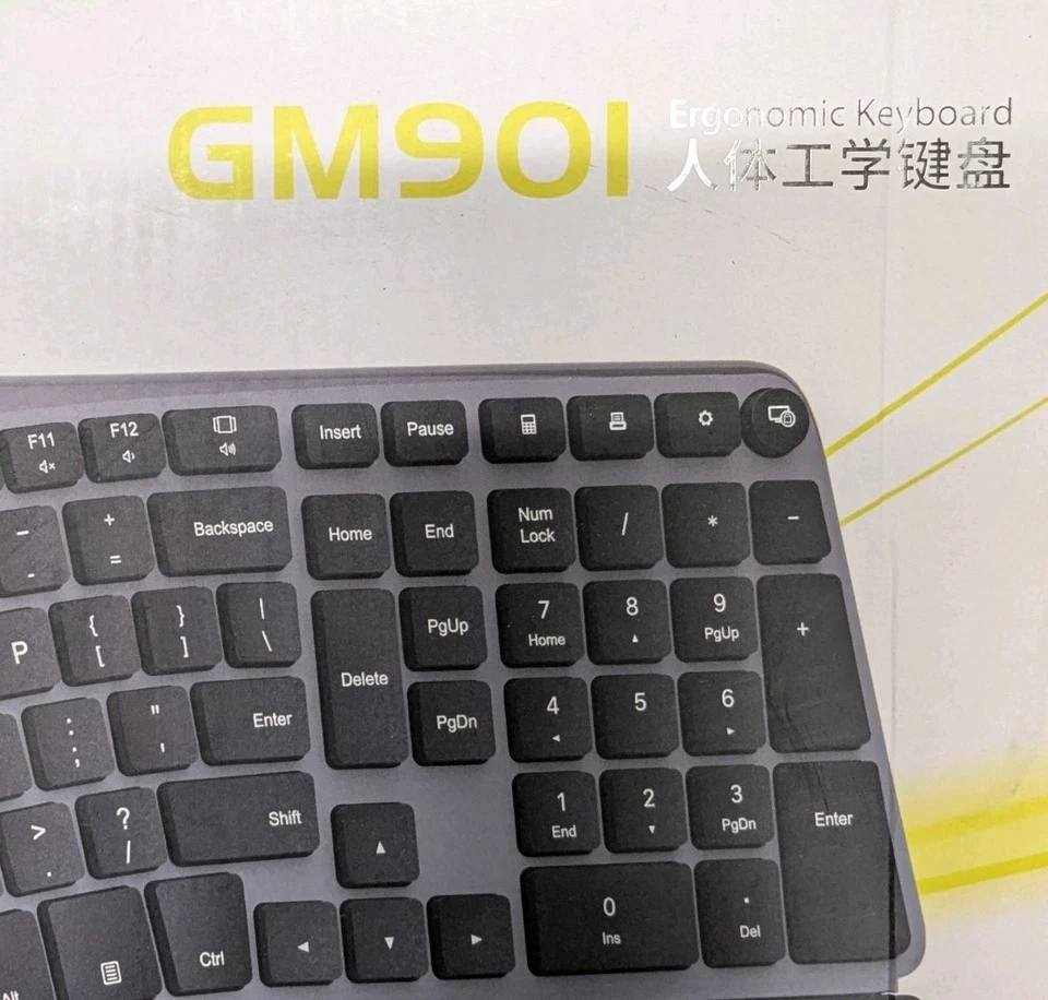 DELUX GM901 Wireless Ergonomic Keyboard with Cushioned Palm Rest  Black New Read - Image 3 of 4