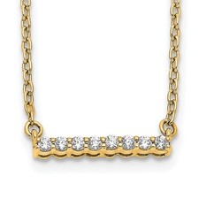 14k Yellow Gold Diamond Bar Pendant Necklace 18" for Women 1.85gm