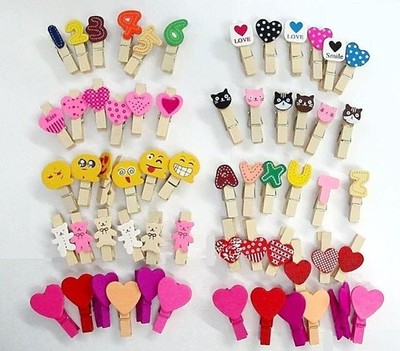 6 Stck. Niedliche Holzklammern Dekorativ Handwerk Foto Memo Clips Party & Geschenk Verwendung