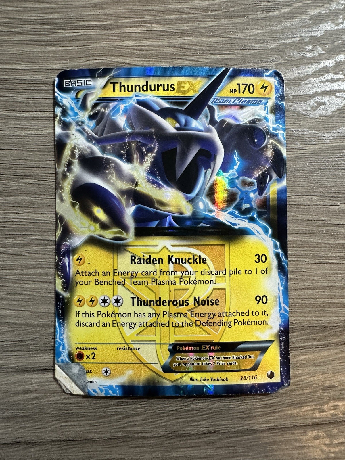 Thundurus EX ULTRA RARE 38/116 BW Plasma Freeze Pokemon Hp Holo 2013