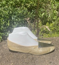 Vintage 60s 1960s Bertlyn Foldable Gold Flats Shoes Size 6 6.5 Sparkly Travel