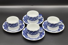 Juego de (4) tazas y platillos espresso Sargadelos "Cadrelo" Blue Wave Demitasse + caja