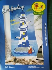 Bastelvorlage Großer Leuchtturm, zerschnitten, fertiges Motiv 34 x 67 cm