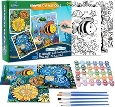 3 Pack Paint by Numbers for Kids Ages 8-12, 8x10, 8x9, 8x8 inches, Undersea