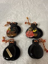 Vintage Black Castanets Flamenco Wooden Clappers Made In Spain Percussion