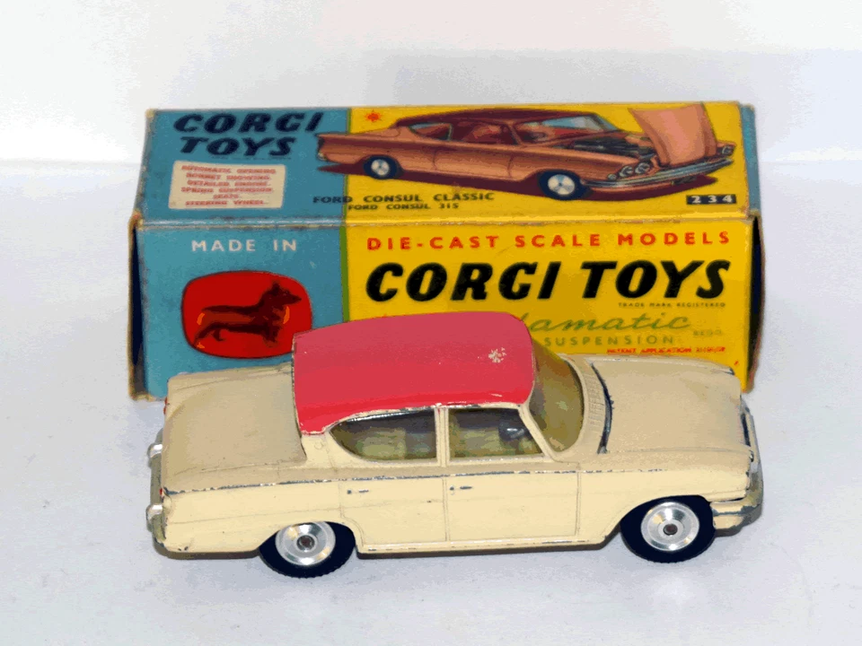 CORGI TOYS #234 1961 - FORD CONSUL 315 - GIOCATO MA INTEGRO - SCATOLA ORIGINALE - Immagine 4 di 4