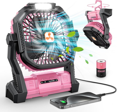 Portable Fan Rechargeable, 20000Mah Cordless Battery Powered Table Fan with LED 