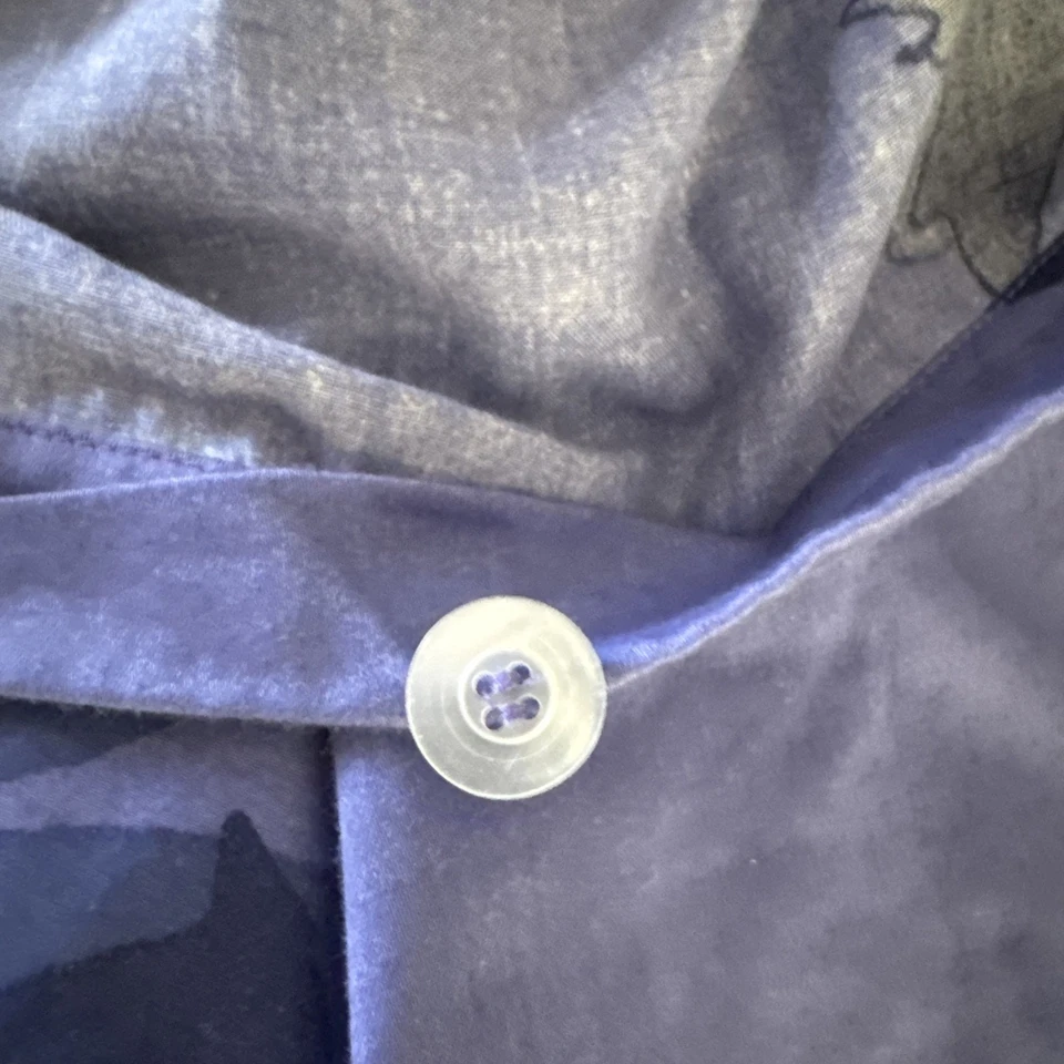 Marimekko crate & barrel king size Duvet cover navy purple leaf print design. - Image 4 of 4