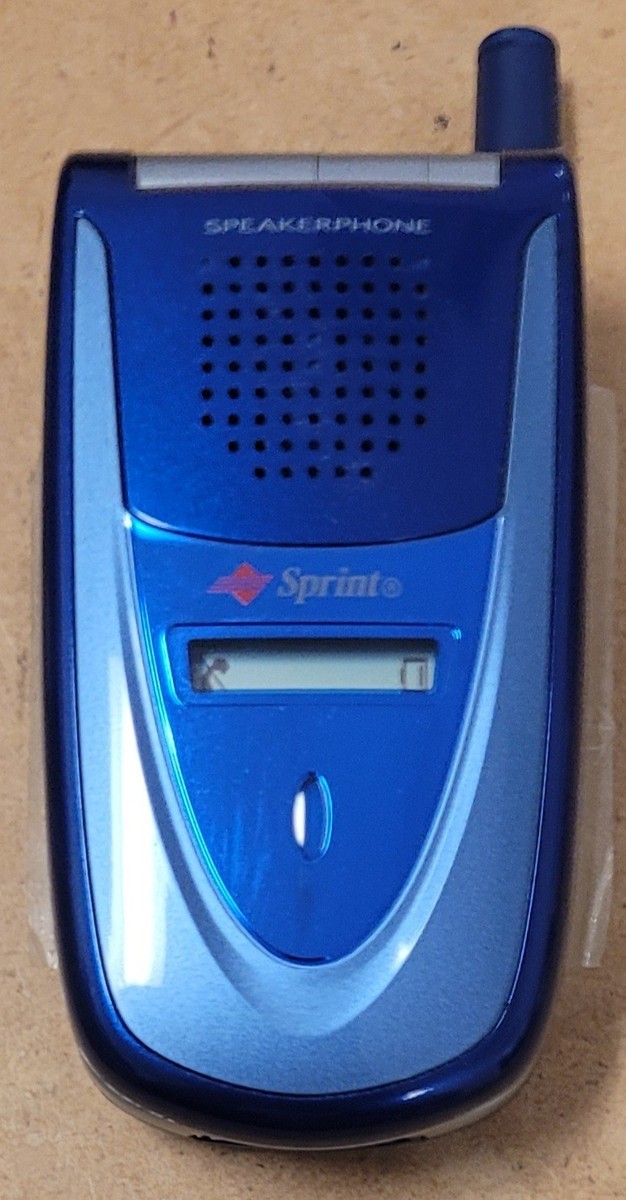 あき様au neon mizuiro 水色 修理済み 卓上ホルダー付 レトロ携帯 Sanyo VI-2300 - Blue and Silver ( Sprint ) CDMA Flip Phone - Very