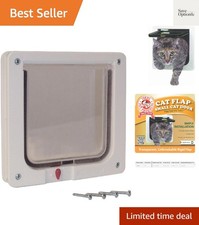 Cat Flap Door with 4 Way Lock, 6.25" x 6.25" Flap Size