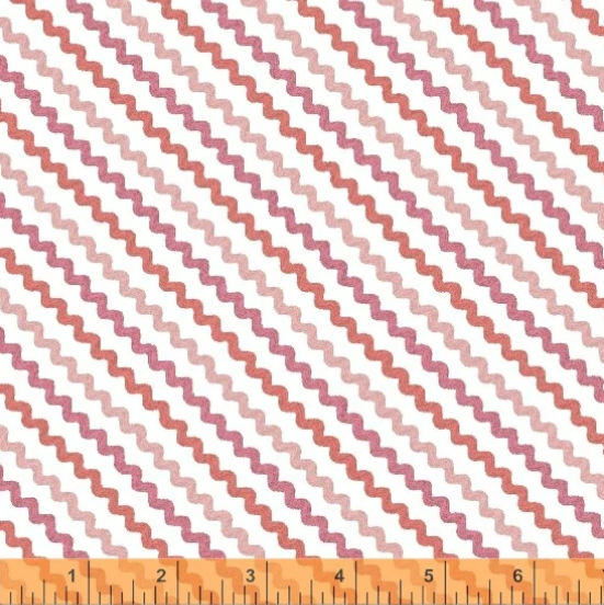 Sewing Theme Fabric Stitch in Time Ric Rac Print Pink White Windham YARD