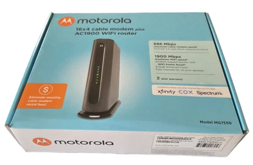 Motorola MG7550 16x4 High Speed Cable Modem Plus AC1900 WiFi Router