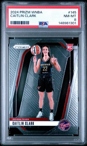 2024 Prizm WNBA #145 CAITLIN CLARK Rookie Card (RC) Iowa Indiana - PSA 8