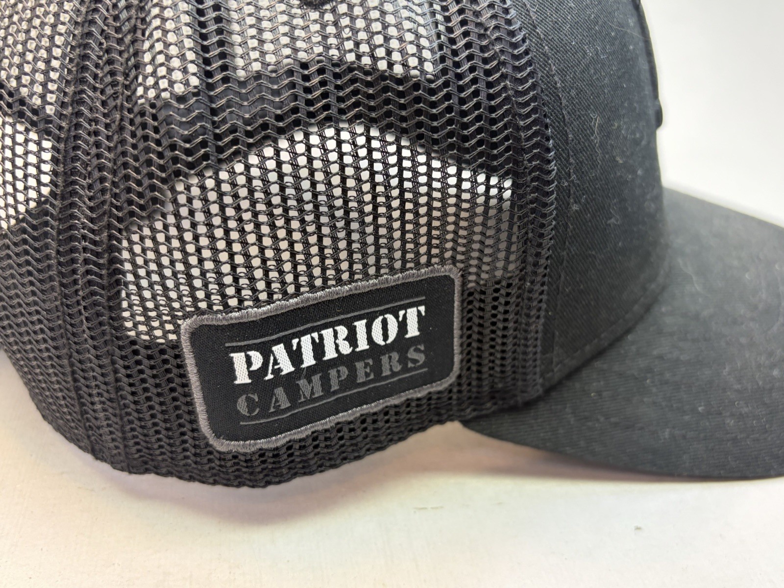 Rare PATRIOT CAMPERS Overlanding Pure Black Adult One-Size Trucker Cap Hat EUC image 2