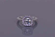 Epiphany Sterling Silver Cushion Cubic Zirconia Halo Accent Band Ring 925 Sz: 5