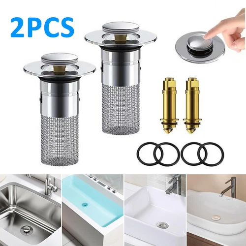 304 Stainless Steel Sink Drain Stopper Hair Catcher for 34-40mm Bathroom Basin - Picture 2 of 15