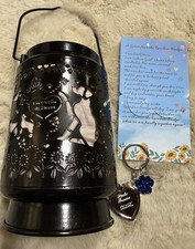Solar Powered Engraved Dog Memorial Lantern with Rainbow Bridge Card  Keychain