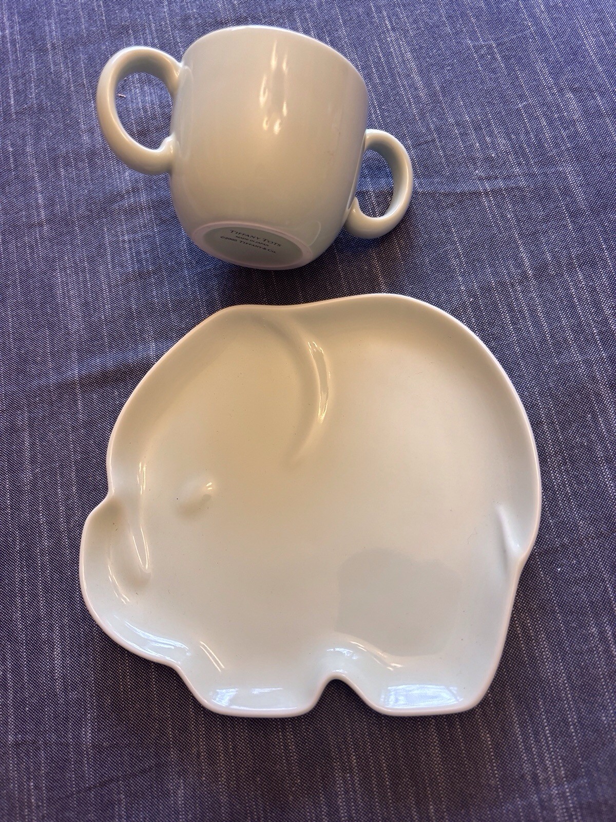 Tiffany & Co. Tiffany Tots Set (eleohant Plate And Cup) Pale Green