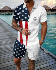 Mens Sweatsuit 2-Piece Set Short Sleeve T Shirts  Shorts Set Summer-Outfit US