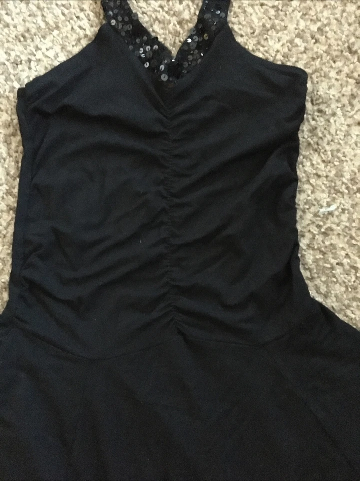 Flowers By Zoe Girls Halter Handkerchief Hem Dress With Sequins Black Size Small - Image 3 of 4