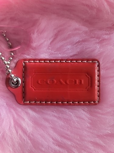 Coach Clear Light Pink With Rhinestones Butterfly And Leather Orange Tag Key Fob - Picture 7 of 8