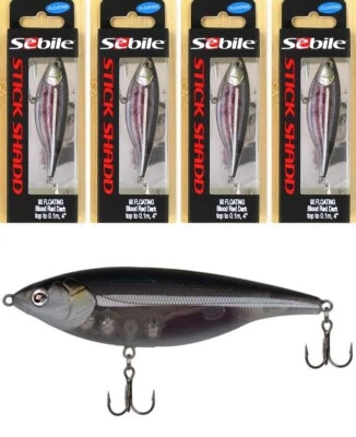 (4) Sebile Stick Shadd 90 Floating 3 1/2" Jerkbaits 1/2 Oz Blood Red Dark New