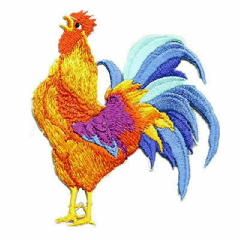 Cock Embroidered Patch Iron On Applique Patches Rooster Patch For Clothing DIY - Image 2 of 4