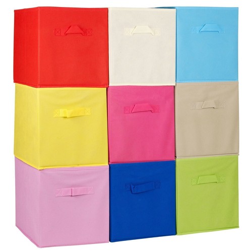 Boîtes de rangement non tissées cube pliable jouets enfants poignées de transport panier organiser - Photo 13/13