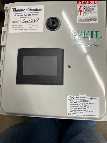 Weil Duplex PLC Pump Control Panel 460V