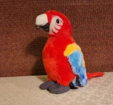 F.A.O. Schwarz Parrot Macaw 7" plush 2022 brass button Cute