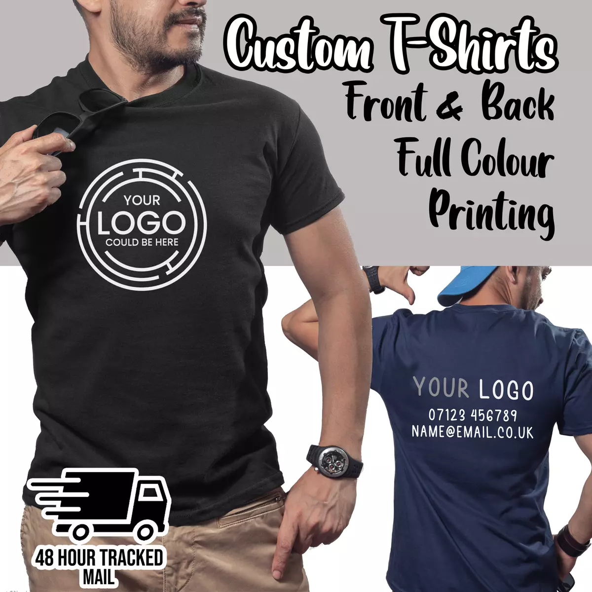 Custom T-Shirt Business Text Logo Personalised Workwear Full